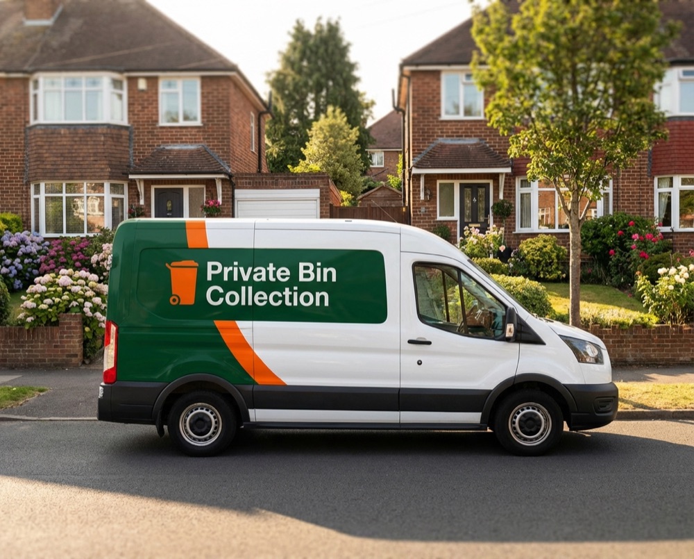 Local bin collection van serving Goring-by-Sea neighbourhood